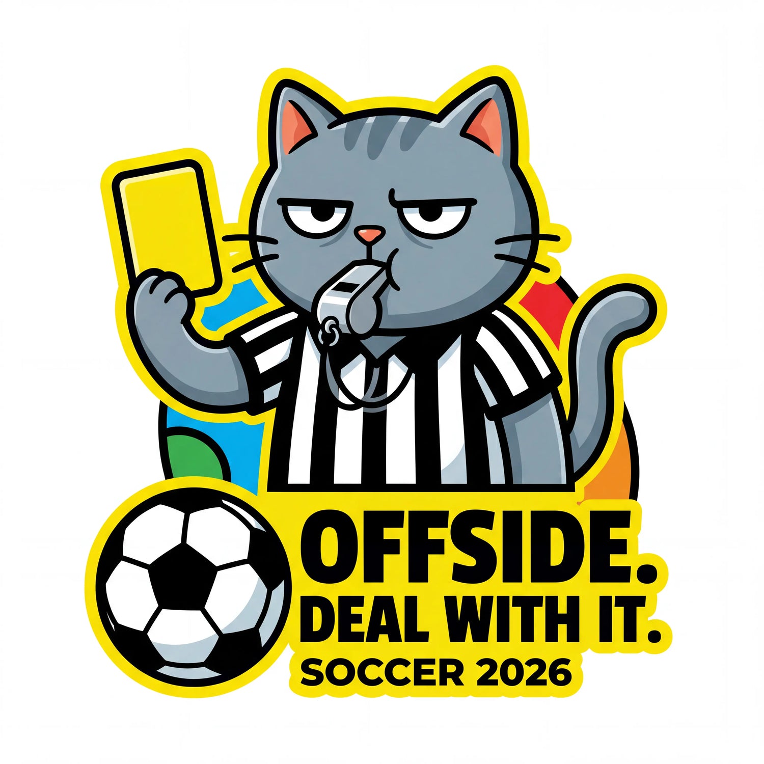 Offside the Referee Cat sticker design — Cat Lovers collection