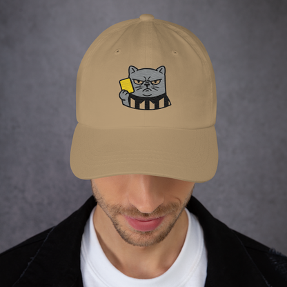 Offside Referee Cat embroidered dad hat — khaki, alternate angle