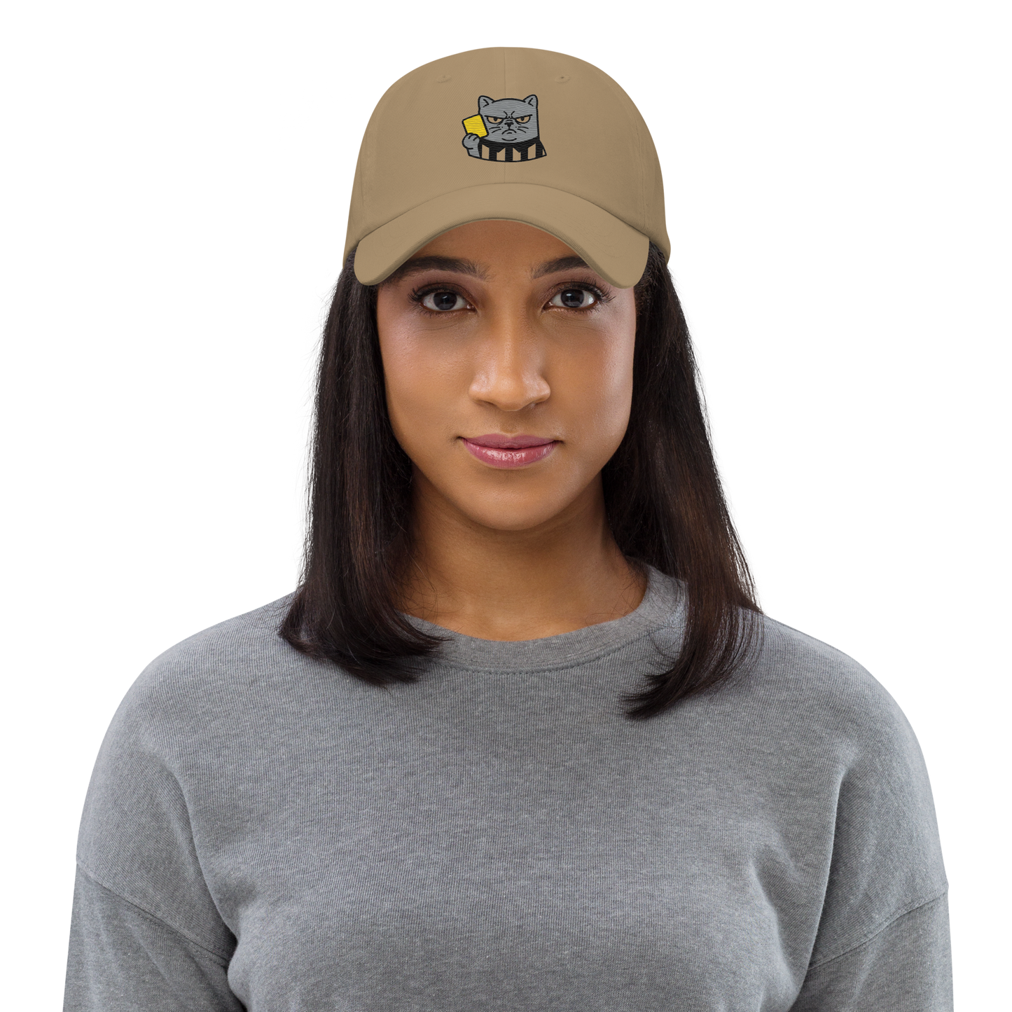 Offside Referee Cat embroidered dad hat — khaki, additional view