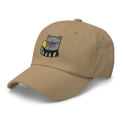 Offside Referee Cat embroidered dad hat — khaki, left side view