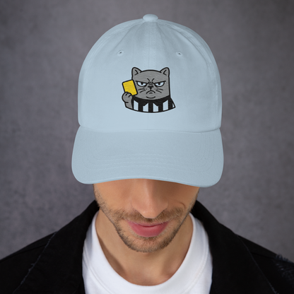 Offside Referee Cat embroidered dad hat — light blue, alternate angle