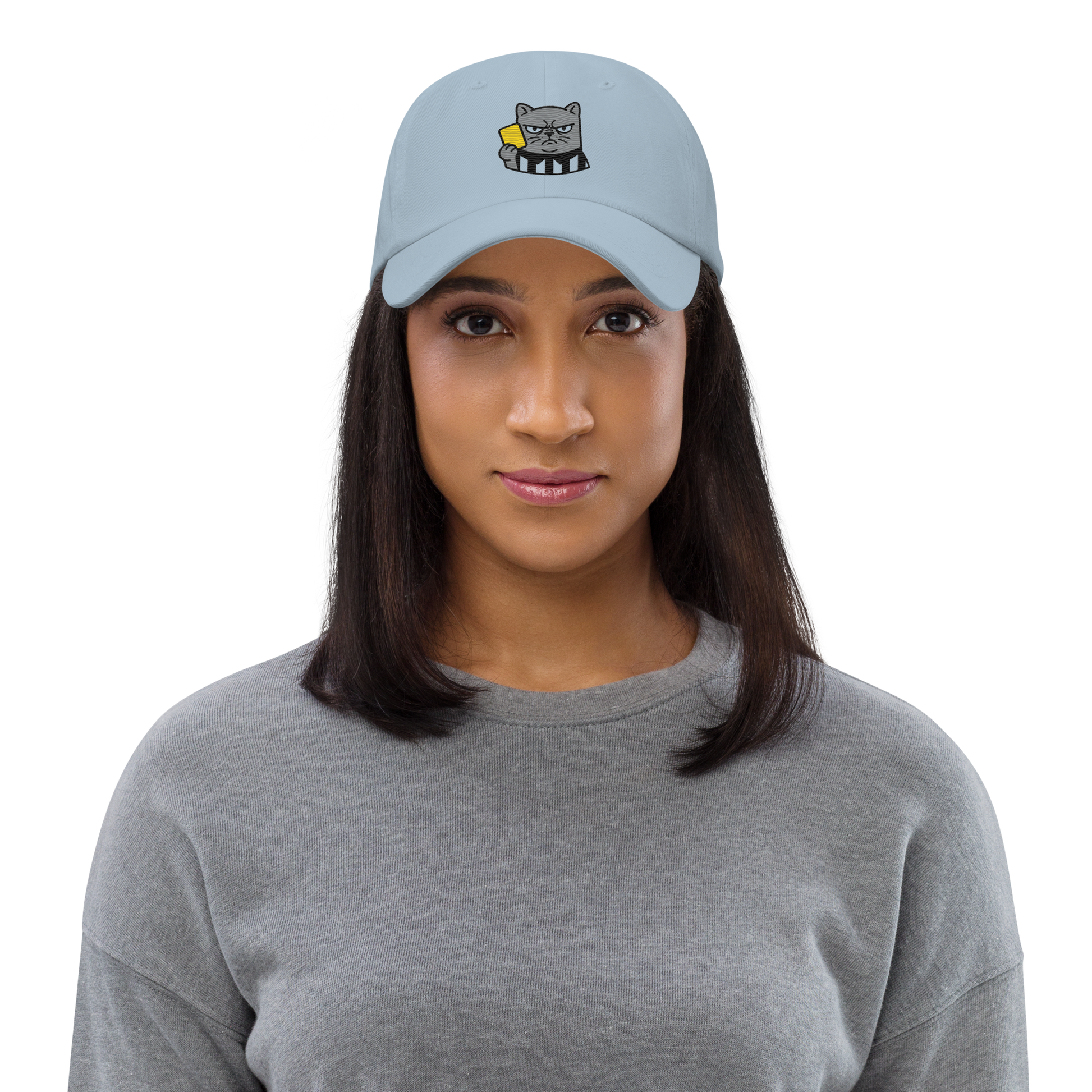 Offside Referee Cat embroidered dad hat — light blue, additional view