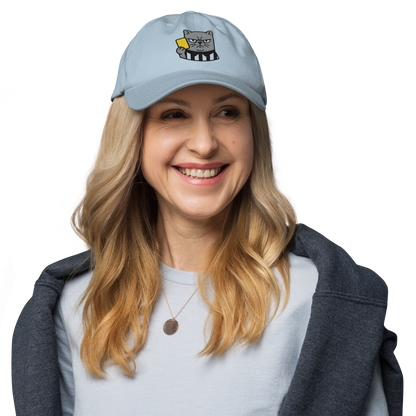 Offside Referee Cat embroidered dad hat — light blue, lifestyle front