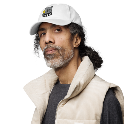 Offside Referee Cat embroidered dad hat — white, left alt view
