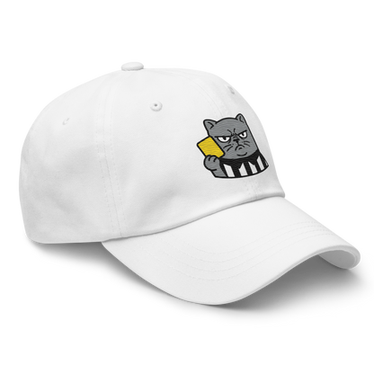 Offside Referee Cat embroidered dad hat — white, right side view