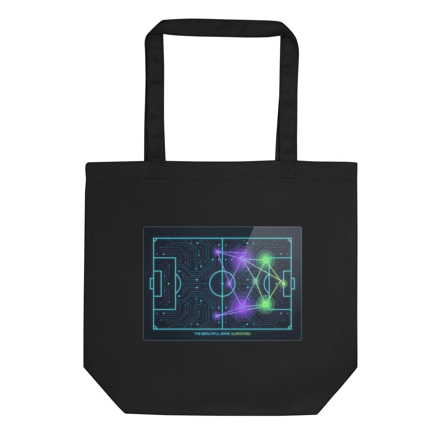 Beautiful Game Quantified soccer eco tote bag — black, front detail