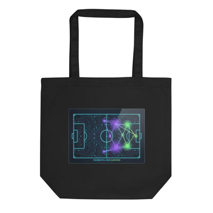 Beautiful Game Quantified soccer eco tote bag — black, front detail