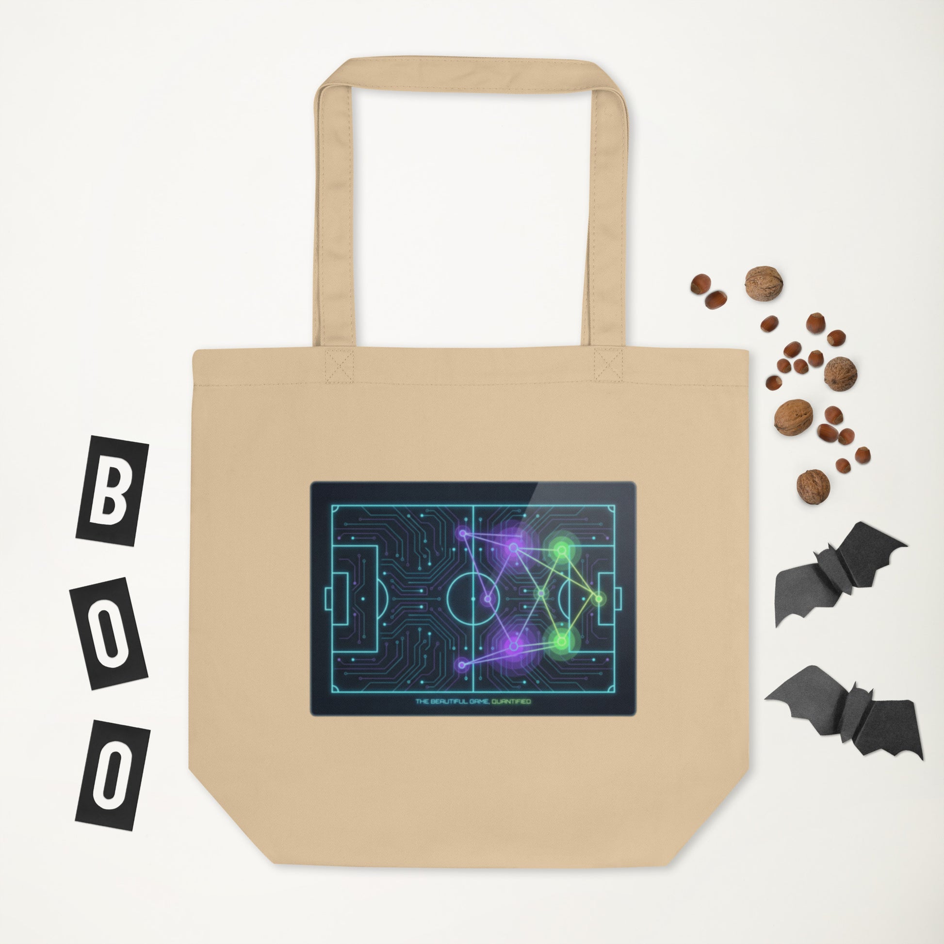 Beautiful Game Quantified soccer eco tote bag — oyster, additional view