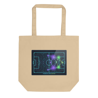 Beautiful Game Quantified soccer analytics eco tote bag — oyster, front view