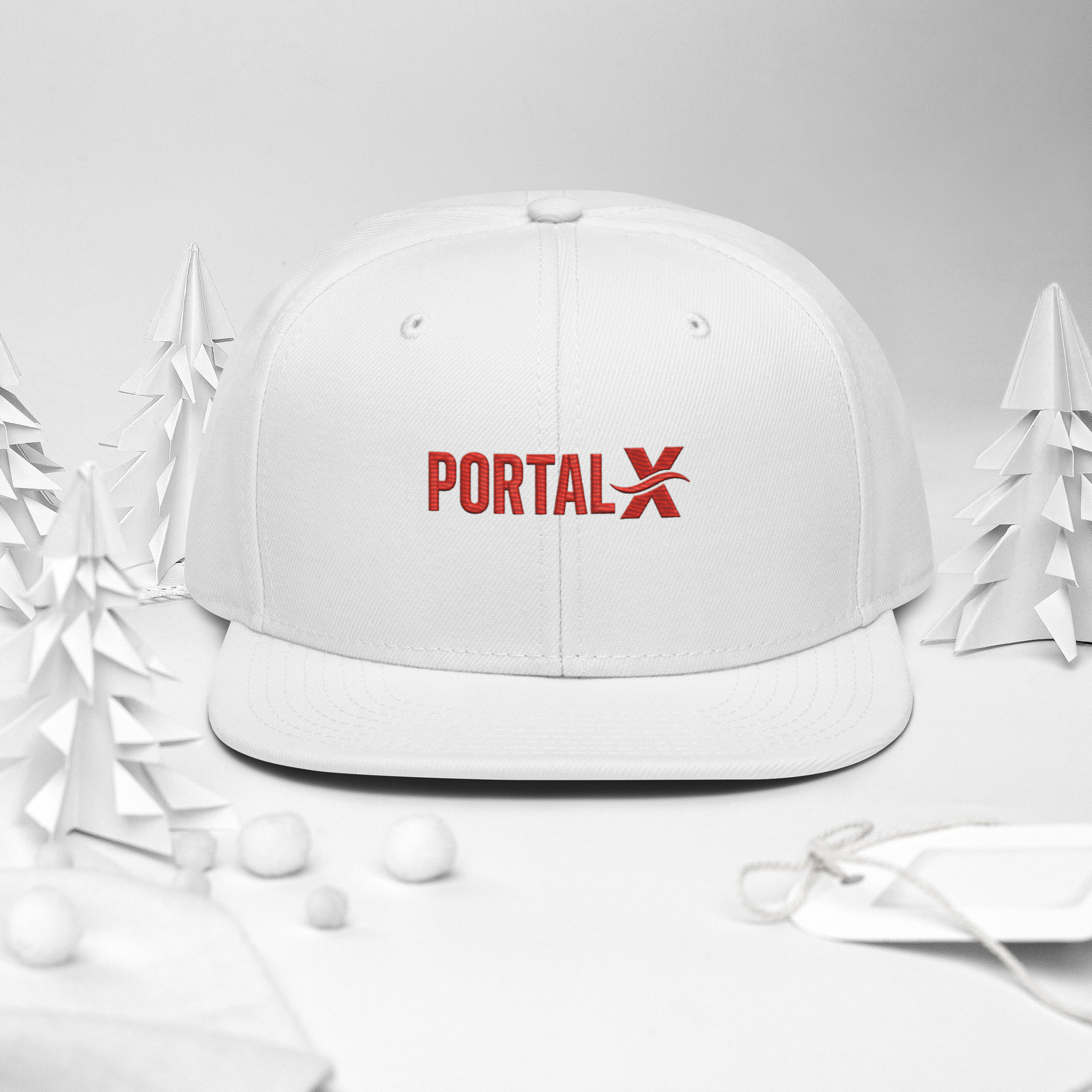 PORTAL X embroidered snapback cap — white, additional view