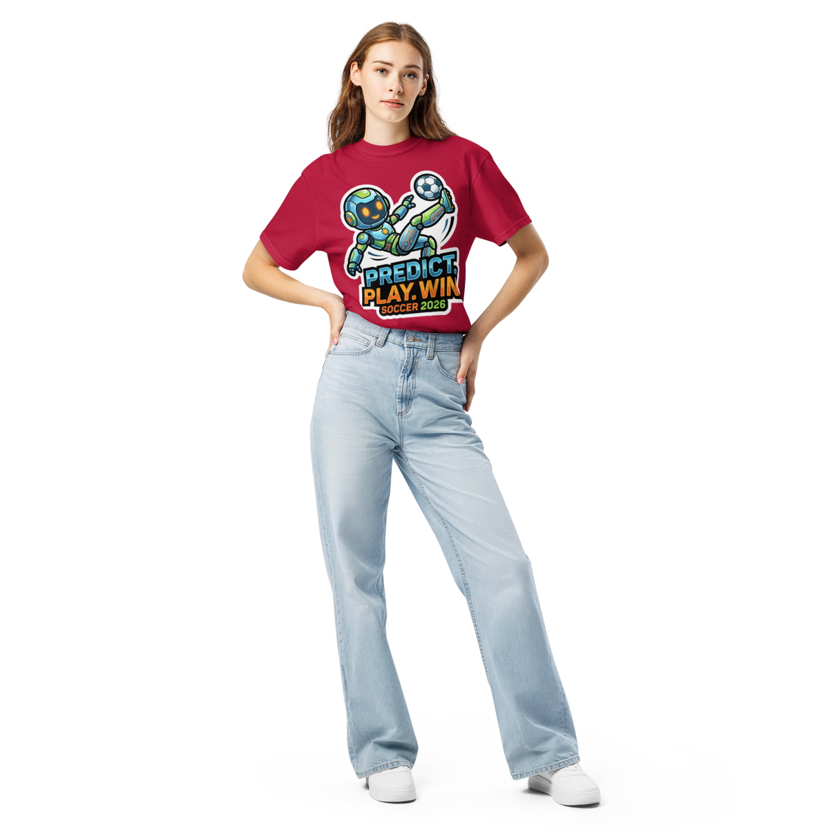 Predict Play Win unisex tee — red, lifestyle