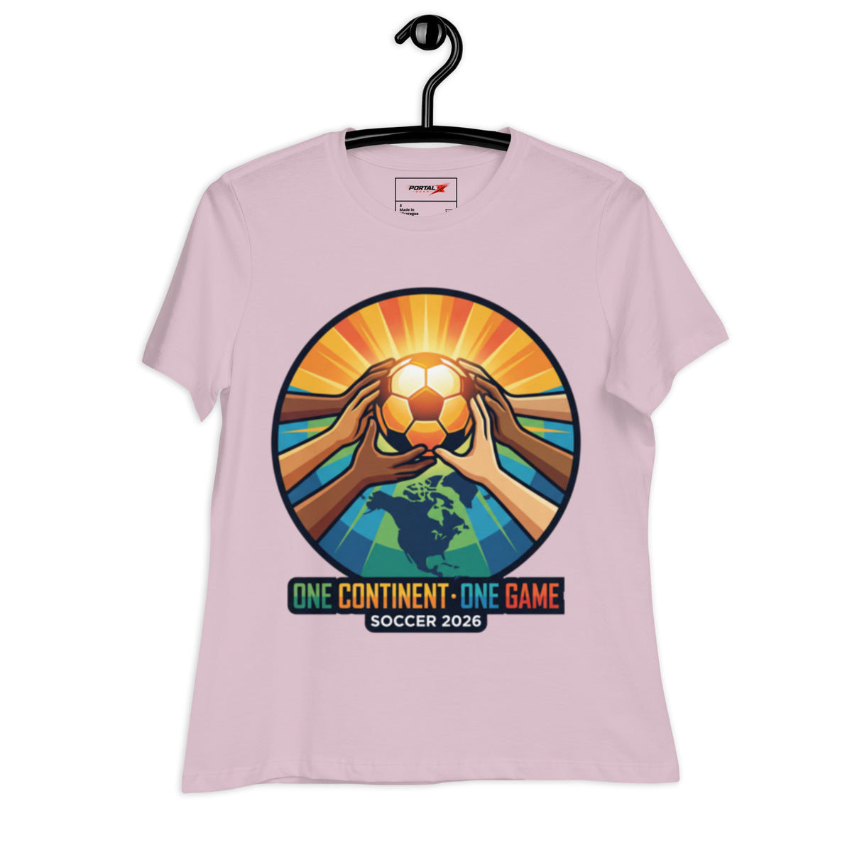 One Continent One Game women's relaxed tee — light violet, alternate view